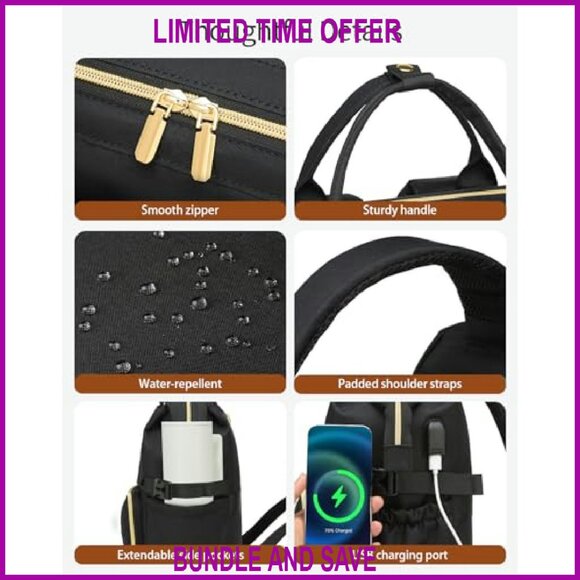 Large 17.3in Laptop Backpack USB Charger Water Bottle Holder Travel - Picture 6 of 7